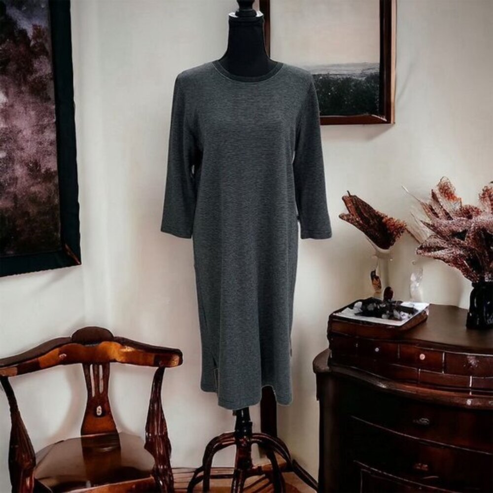Cathy Daniels‎ Gray Speckled Midi Dress SZ M Chic Feminine Soft Girl Cottagecore